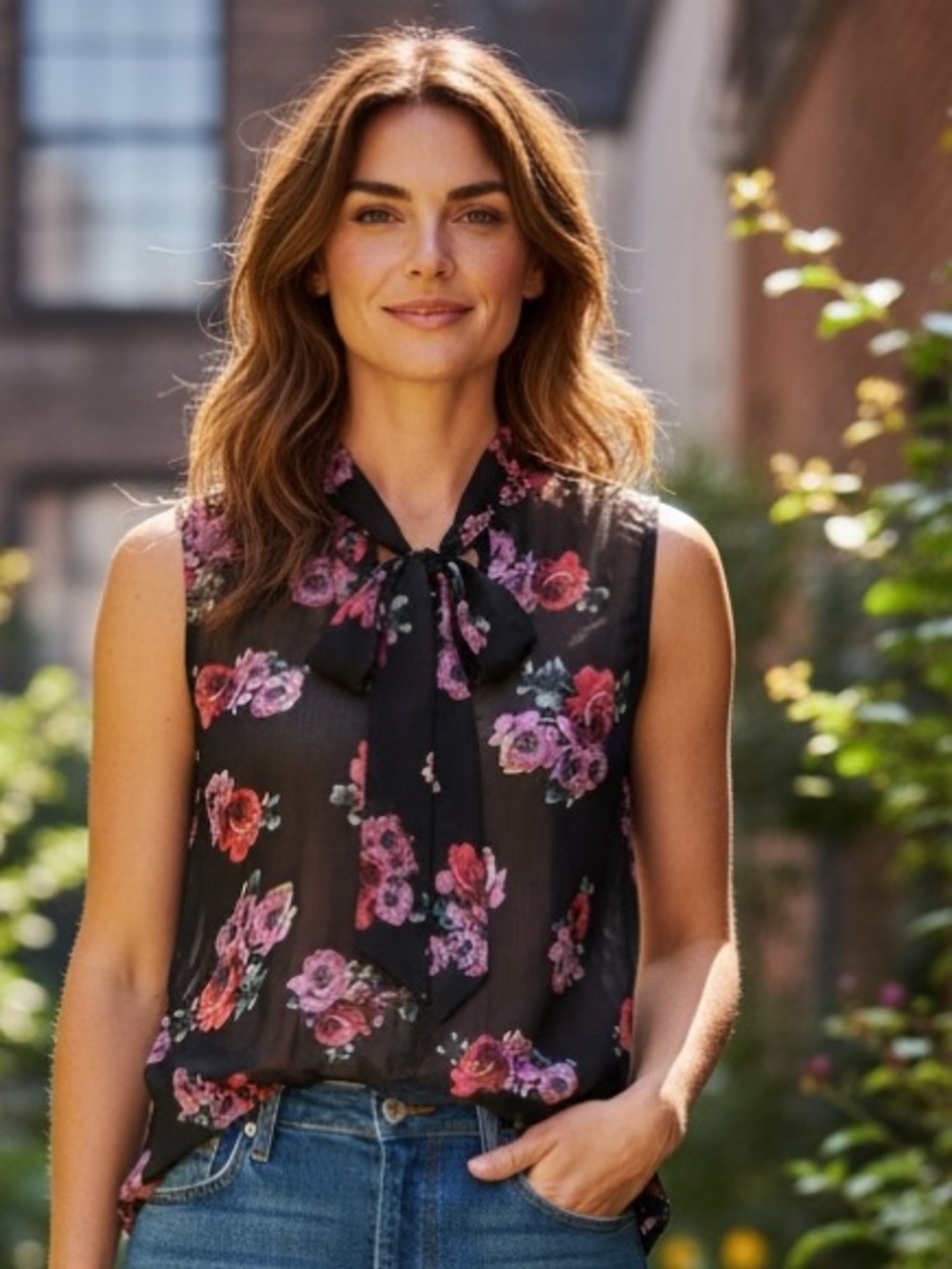 Xhilaration sheer button up sleeveless blouse